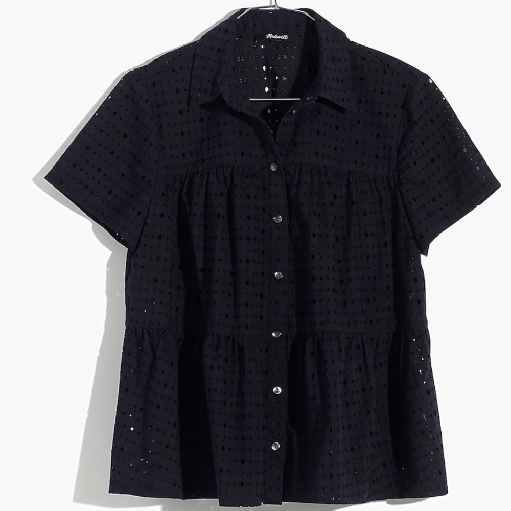 Madewell Eyelet Seamed Button Down Shirt XXS